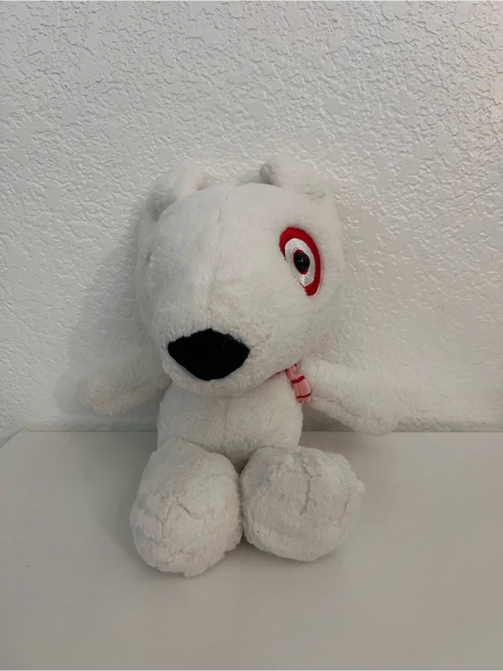 Target Bullseye Dog Plush White Mascot Stuffed Animal Pink Plaid Scarf Toy